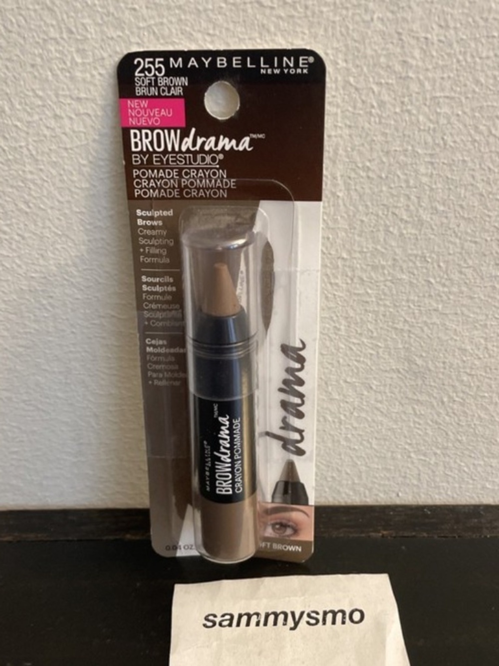 Maybelline Brow Drama Pomade Crayon, Sculpted Eyebrow # 255 SOFT BROWN, READ